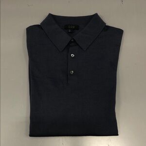 COS Men's Dark Blue Polo long sleeves pullover Shirt